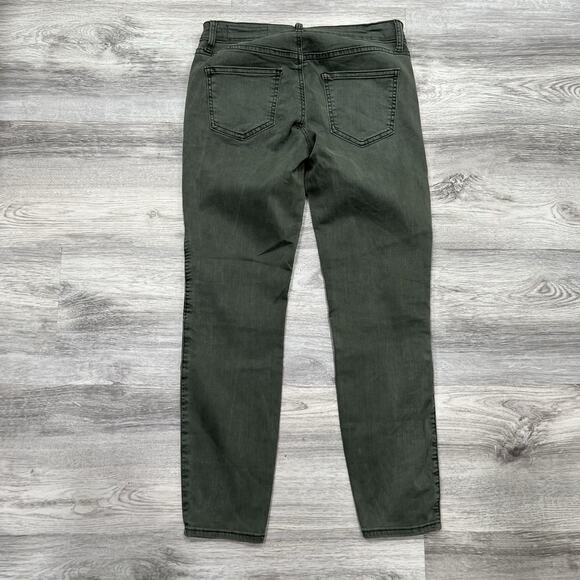 Pistola‎ Anthropologie Moto Skinny Olive Green Denim Pants Ribbed Knee Size 27 - Picture 4 of 12